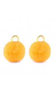 Pompom charm with loop 10mm - Gold-spectra yellow
